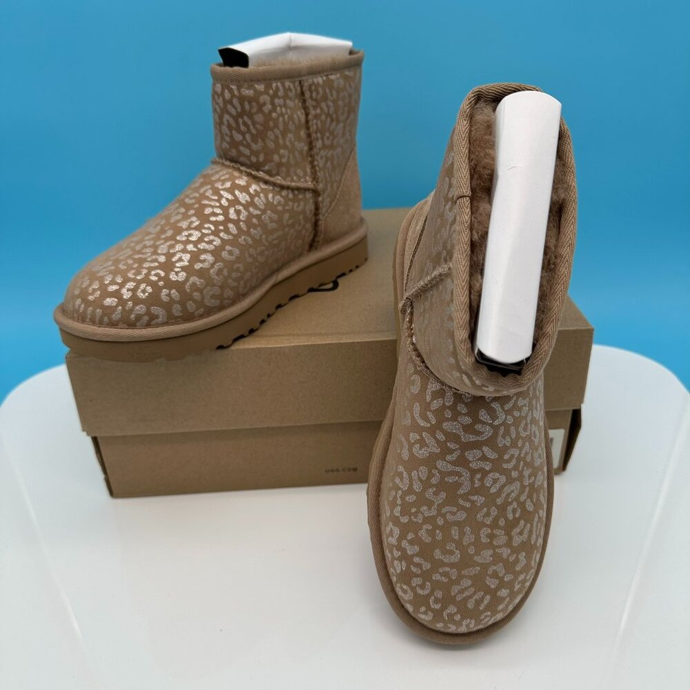 Ugg Women's Classic Mini Metallic Snow Leopard Print Boot, Size‎ 5, Amphora